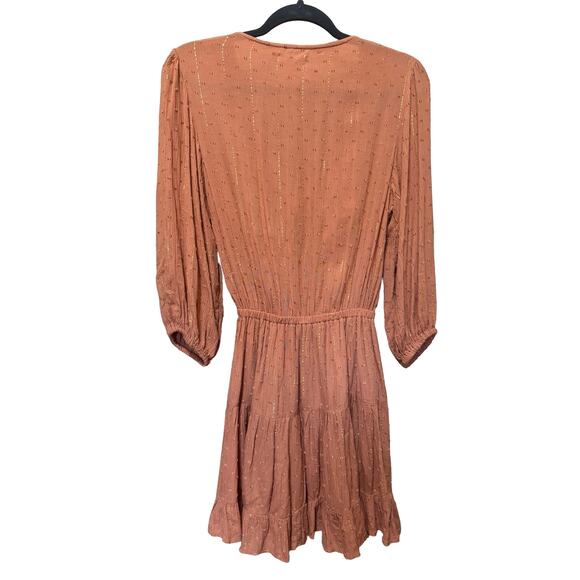 L*Space Stay Golden Metallic Boho Mini Dress Orange Size Small - Picture 5 of 7